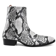 Stivali Chelsea British Runway Cowboy da uomo in vera pelle tacco a punta pelle di serpente