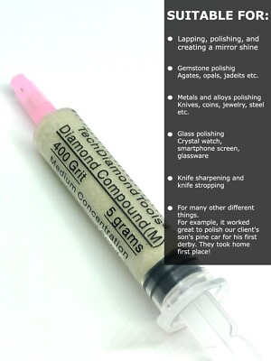 Diamond Paste Compound Polishing Lapidary 400 (M) Grit 5 Gram (USA MADE)