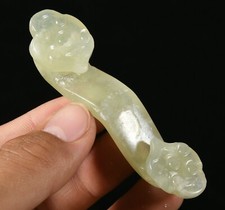 5CM China Natürliche grüne Jade Schnitzen Fengshui Ruyi Ru Yi Amulett Anhänger