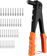 Rivet Gun, Heavy Duty Hand Riveter with 40-pcs Metal Rivets