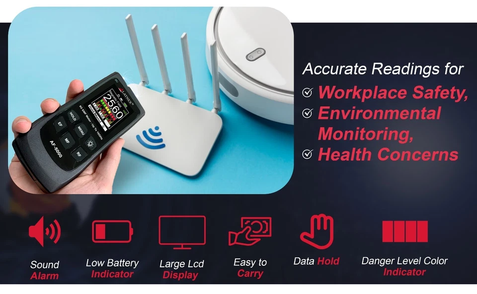 LATNEX AF-5000: Multi-Field 5G Radiation EMF Meter RF Detector Reader to 10GHz - Image 4 of 4