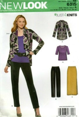 New Look Schnittmuster 6315 Strick Stoff Top Jacke Hose & Rock Gr. 10-22
