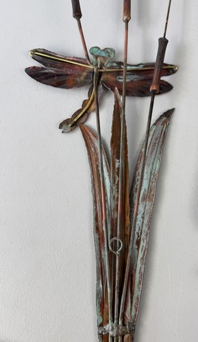 Ron Bertocchi Signed 3 Pc. Metal Wall Art Sculpture Herons CatTails Copper Brass - Picture 14 of 18