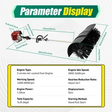 Gas Power Nylon Brush Broom Sweeper Artificial Grass Driveway Turf Snow Clean US
