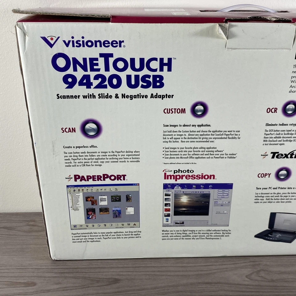 Visioneer One Touch 9420 USB Scanner With Slide & Negative Adapter New In Box - Image 4 of 4