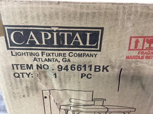 Capital Lighting Walton 1 Light Outdoor Wall Lantern Black Clear Glass 946611BK - Picture 2 of 15