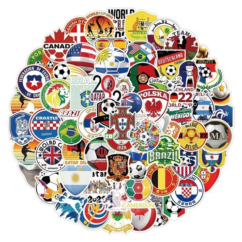 ⭐ 100 Pieces World Cup 2022 Qatar Soccer Stickers Sticker Bomb Set - Picture 2 of 5