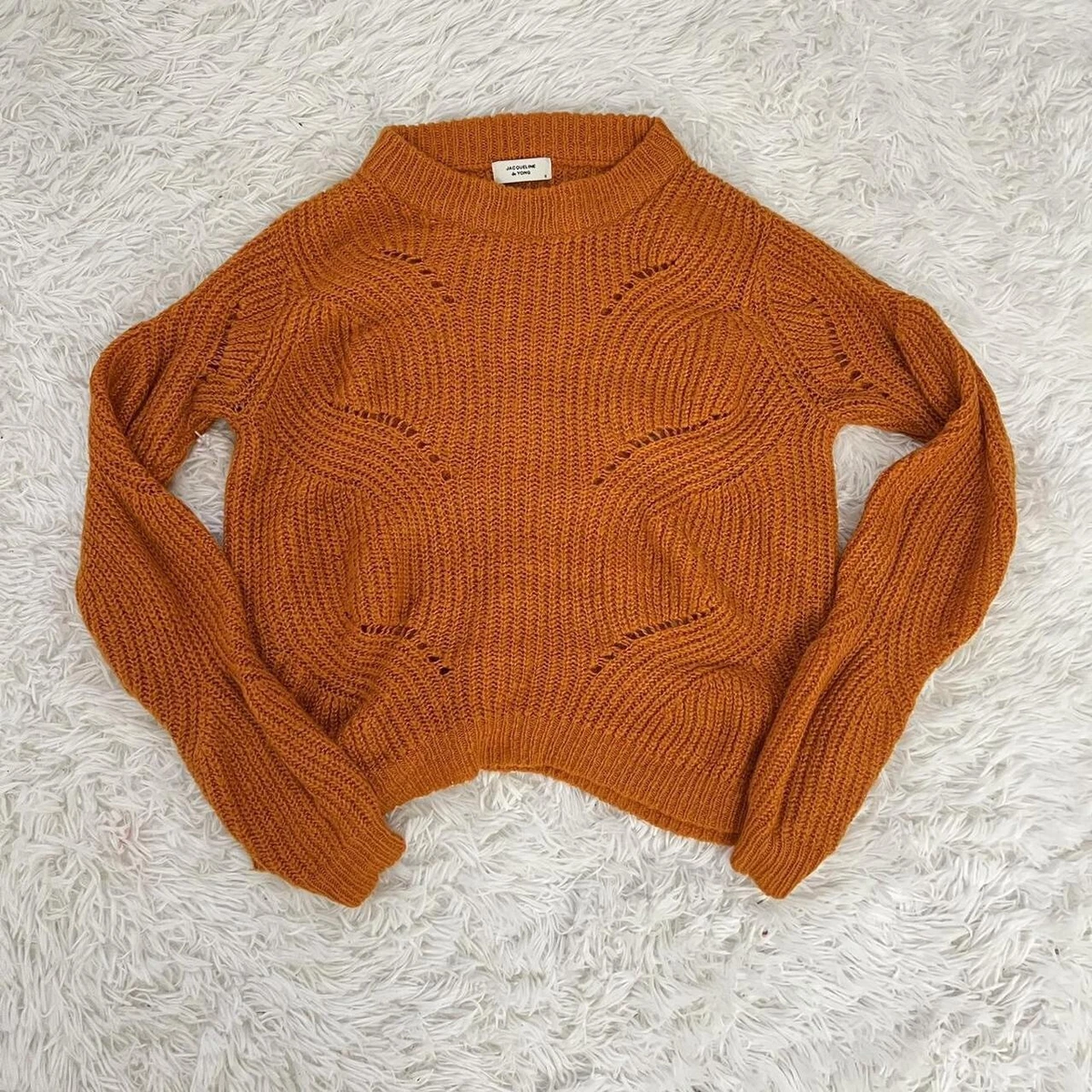 Jacqueline de Yong Jdydaisy Long Sleeve Structure Pullover Knit Sweater Orange S