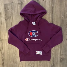 CHAMPION 100 Anniversary Hoodie Sweatshirt Maroon Red Women’s Small Big Logo C
