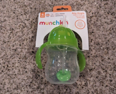 Munchkin Any Angle Click Lock Weighted Flexi Straw Trainer Cup, 7 Ounce, Green