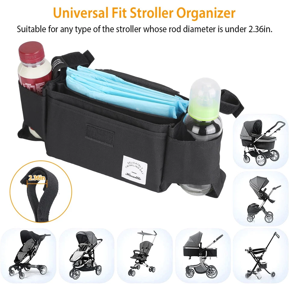 Baby Stroller Bag Trolley Bag w/ Cup Holder 6 Pockets for Paper Tissue Diaper US - Image 4 of 4