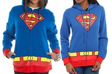 New Ladies juniors DC comics SUPERMAN Logo Zipup HOODY Sweatshirt Jacket sz- M