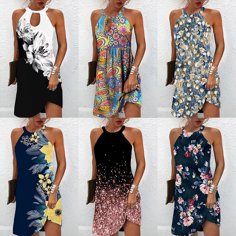 Women's Halter Neck Sleeveless Mini Dress Ladies Summer