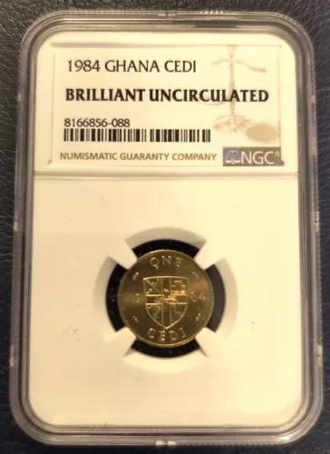 1984 GHANA CEDI Coin - Brilliant Uncirculated NGC Graded