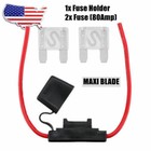 2pcs 80Amp MAXI Blade Fuse with 1pc 8 Gauge Waterproof In-line Fuse Holder