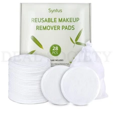 Bamboo Reusable Makeup Remover Pads 28 Count w/ Cotton Laundry Bag Each Lot of 2