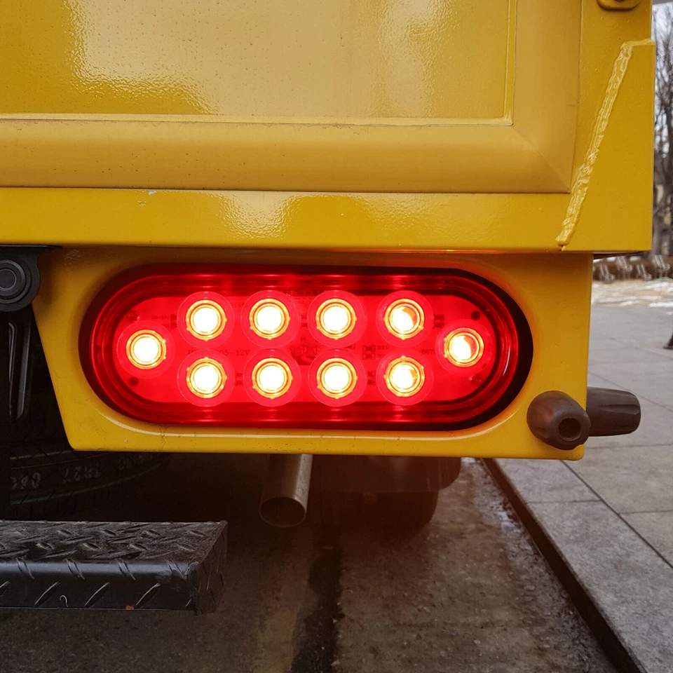 2pcs 6" Red Oval 22 LED Stop/Turn/Tail Brake Truck Trailer Light Sealed Lights Foto 2 de 4