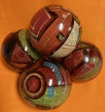 4 Assorted Decorative Ceramic Balls (Balls can be hung using hole in bottom)