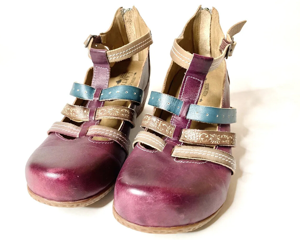 L’Artiste Spring Step Leather Closed Toe Shoes Women’s Buckle Zip Back Size 