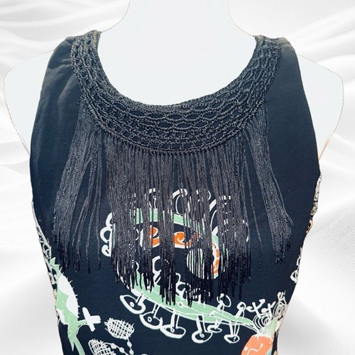 NEW Desigual by C. Lacroix Dress with Fringe Genova Size 44/US 10 Art to wear - Picture 5 of 10
