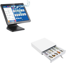 17" POS Touch Screen Monitor  White Cash Drawer for Efficient Sales