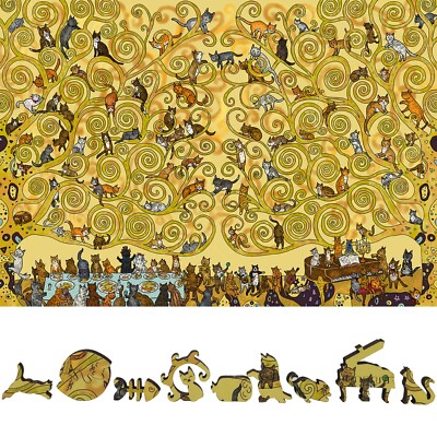 Wooden Jigsaw Puzzle for Adults by FoxSmartBox - 460 Pieces - Cats Wedding