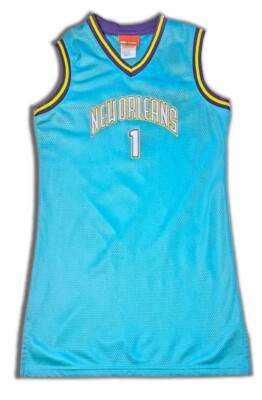 Vtg Reebok BARON DAVIS #1 New Orleans Hornets NBA Jersey (Boy's L