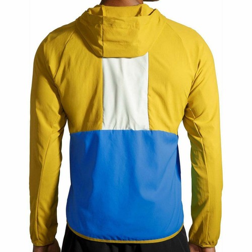Brooks Canopy Mens Running Jacket Yellow Hooded Run Lightweight Breathable - Picture 2 of 8