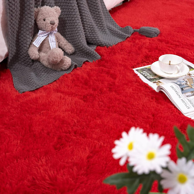 Red Rug 2X4 Hallyway Runners Fluffy Runner Rugs for Bedroom Shaggy Bedside Ru...
