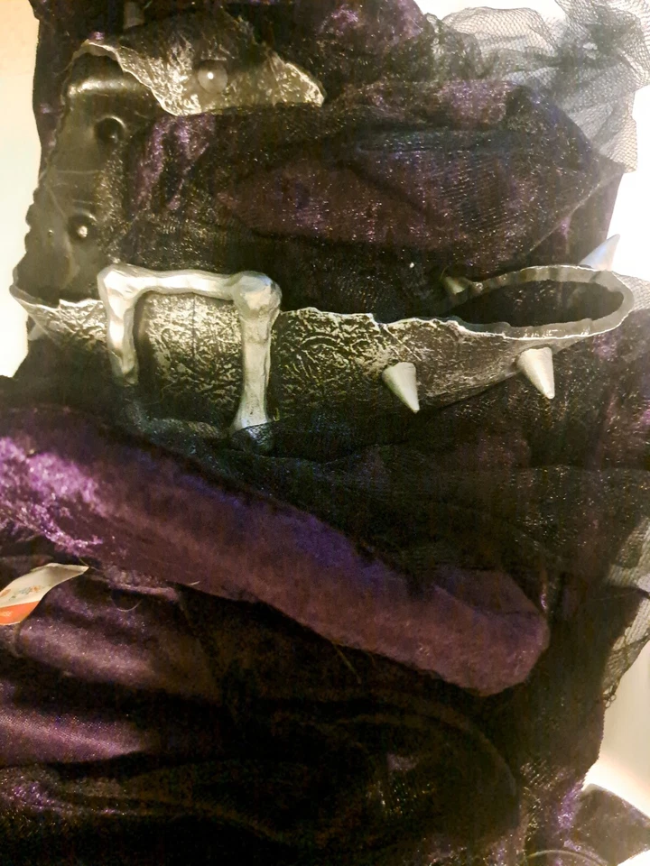 Disfraz Hechicera Grande 12-14 Vestido Púrpura y Negro Accesorios FALTA CINTURÓN Foto 4 de 4