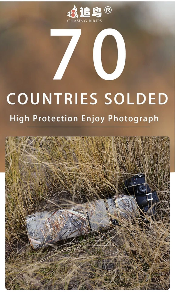 CHASING BIRDS Camuflaje Impermeable Lente Abrigo para Olympus 100-400mm F5-6.3 IS ED Foto 2 de 4