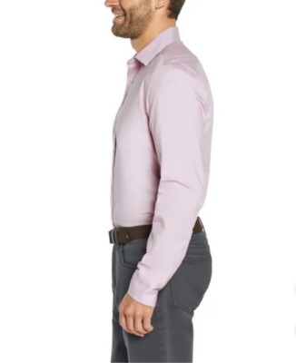 banana republic pink dress shirt Men's Slim-Fit Linen-Blend Dress Shirt Light Pink Regular Size XL