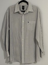 U S Polo Association Mens Dress Shirt Career Striped Logo Size XL. 17-17 1/2