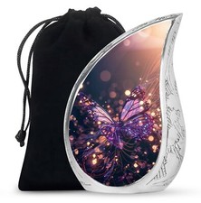 Purple Butterfly Large Decorative Urn For Ashes Adult Male - 10 Inch