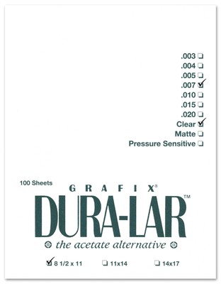 Grafix Dura-Lar 8.5 x 11  Pad of 100   Ultra-Clear .007  Film Acetate Alterna...