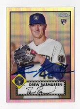 2021 TOPPS CHROME #62 DREW RASMUSSEN BREWERS AUTOGRAPHED SIGNED BASEBALL CARD RC