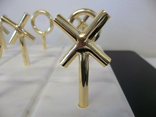 Vintage Modern Chic Gold Messing Marmor Tic Tac Toe Skulptur Spiel Dekor Schreibtisch 2858 - Bild 5 von 8