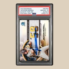 Jackson Merrill Rookie Auto 2023 Bowman Chrome Scouts Top 100 PSA 10 & 8