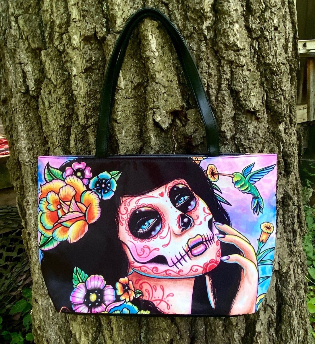 Tattoo Art Sugar Skull Girl Lowbrow Rockabilly Purse Large - Main Image