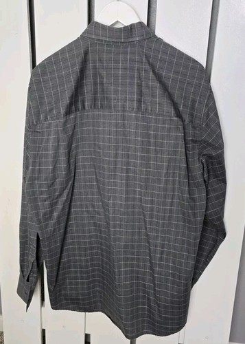 Haggar Men's Long Sleeve Button Up Grid Herringbone Casual Dress Shirt Large - Picture 2 of 10