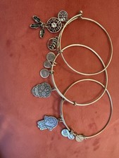 Lot Of 3 Alex And Ani Silvertone Bracelets -F...