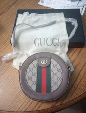 Gucci GG Web Stripe Round Crossbody Bag Brown...