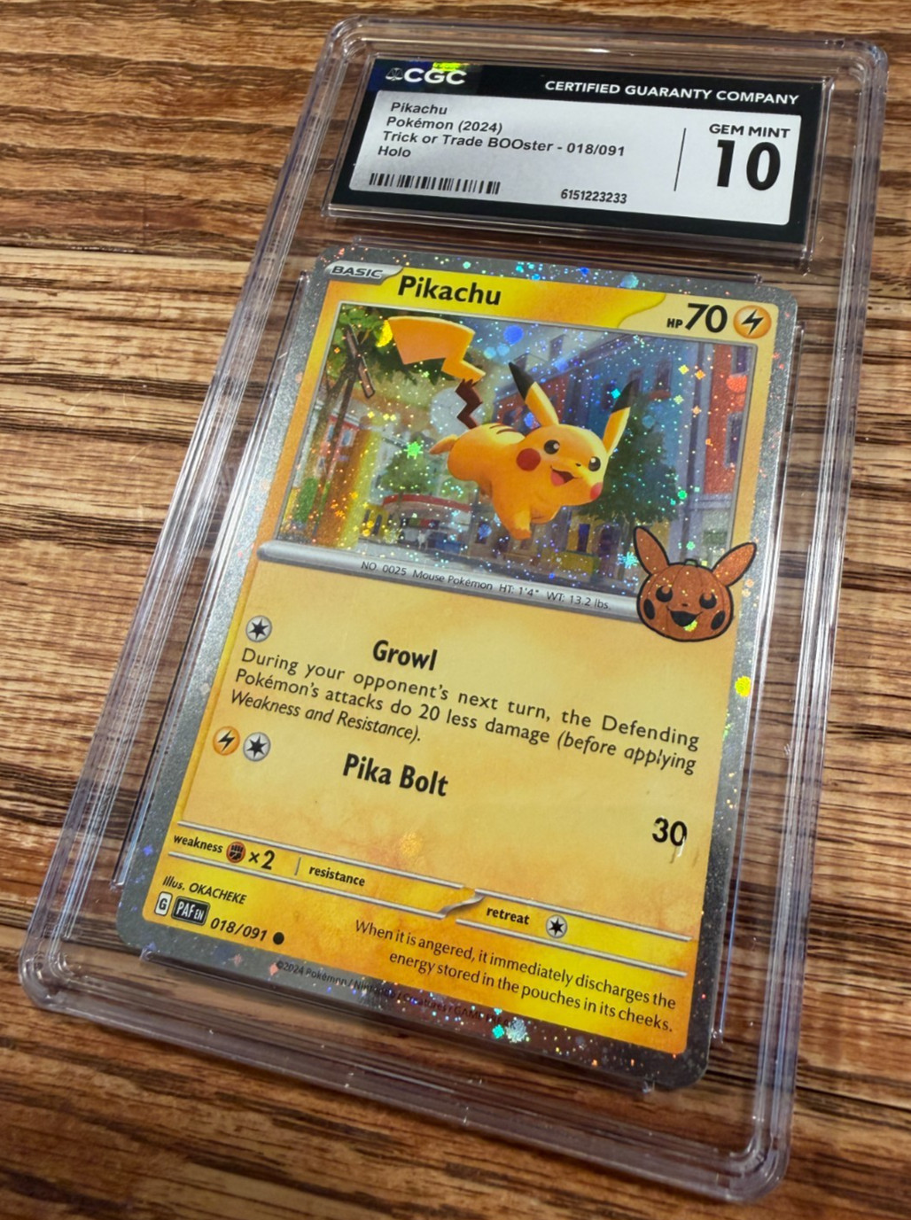 Pikachu 018/091 COSMOS HOLO Trick or Trade 2024 Pokémon CGC 10 GEM MINT