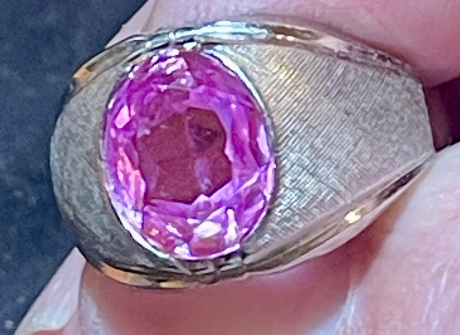 Sterling Silver Basic Handmade Chic Oval Pink Zir… - image 2