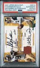 2001 Upper Deck MVP Kurt Warner Faulk Marshall #WF-S Game-Used Dual Auto PSA