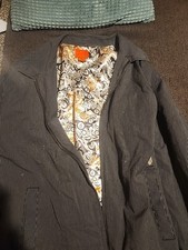 Y2K Mens Volcom Gray Striped Corporate Line Lined Zip Up Jacket