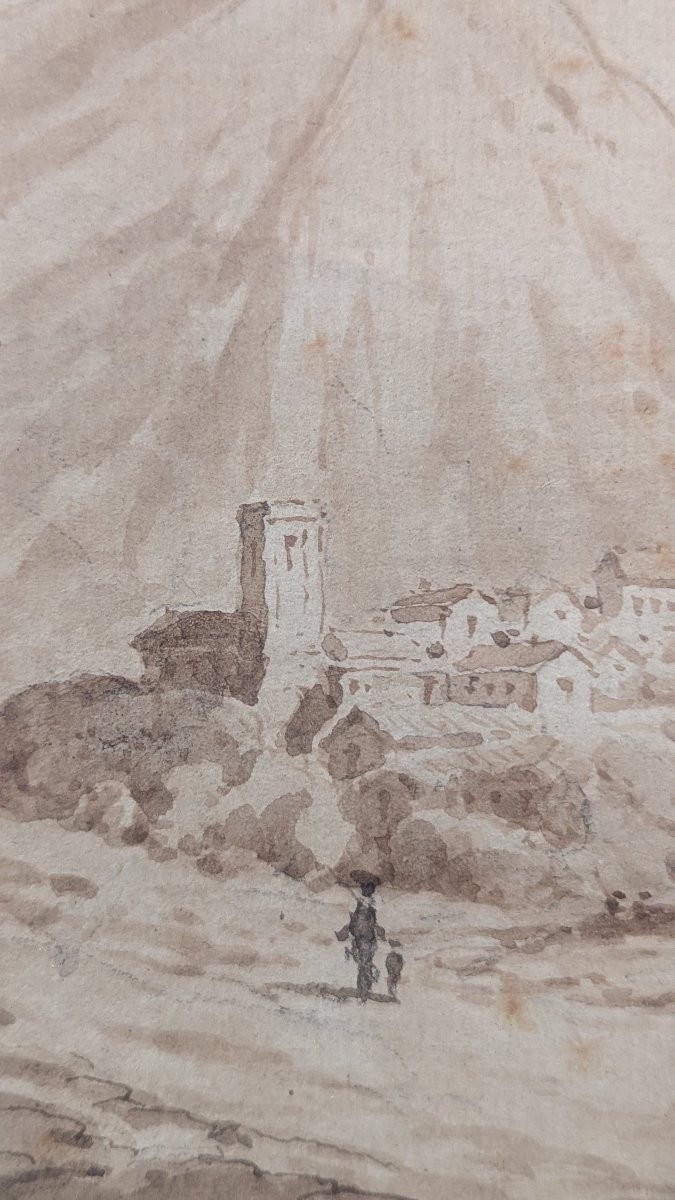 Drawing ink and wash - Village de La Garde dans le Var - 18th century