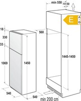 Einbau KüHl-Gefrierkombination RFI4152P1 207L E Weiß SchlepptüR 145Cm Led