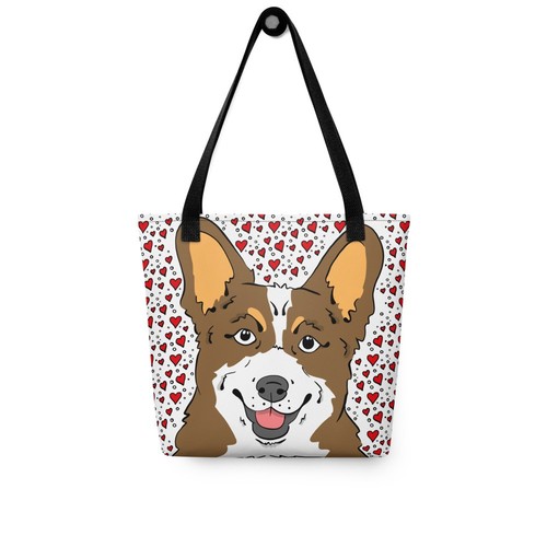 Sable Welsh Corgi Valentines Day Tote Bag Holiday Gift 15x15" - Picture 3 of 18