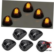 5pcs Smoke Lens With Amber LED Cab Roof Marker Smoked Housing Amber LED